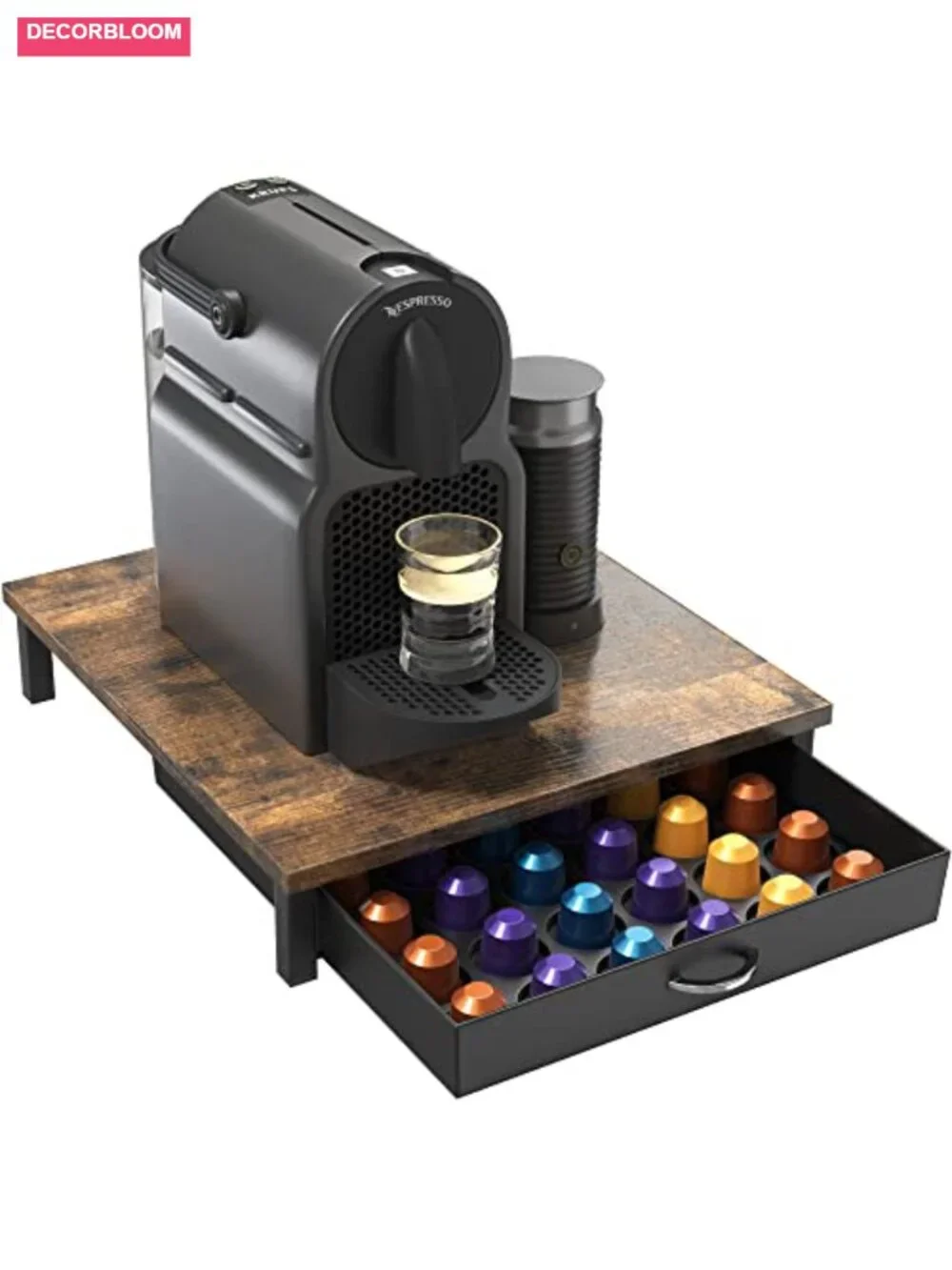 Coffee Pod Drawer for 42 Nespresso Original Line Capsules, Rustic Brown